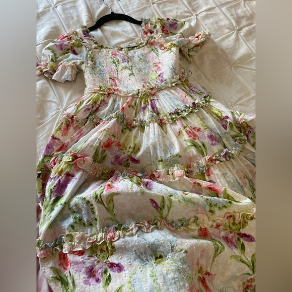 NEEDLE & THREAD Iris Bloom Cotton Smocked Kids Dress. - Picture 9 of 14